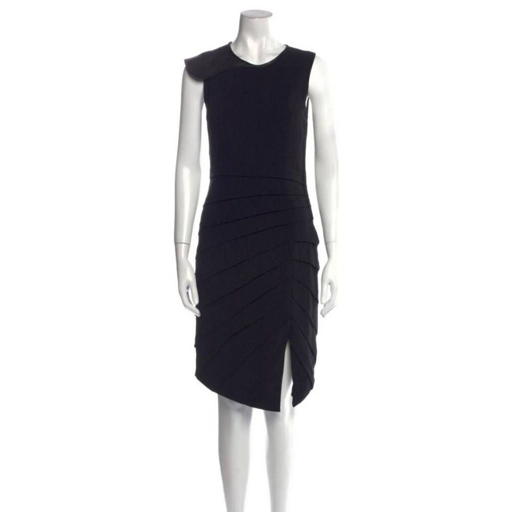 Rag & Bone Crew Neck Midi  Sheath Dress Leather detailing size 4